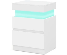 Songmics Naktinis staliukas su įkrovimo stotele ir LED apšvietimu, baltas, 35 x 40 x 55 cm