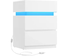 Koduva Naktinis staliukas su LED apšvietimu, baltas, 33,5 x 40 x 55 cm, 3 stalčiai
