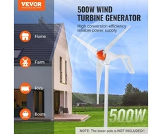 Koduva Namų vėjo turbina VEVOR 500 W, 12 V, 3 menčių, su anemometru ir MPPT valdikliu, 120 x 120 x 68 cm