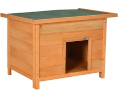Koduva Natūralios medienos šuns būda su žaliu atverčiamu stogu, 82 × 58 × 58 cm