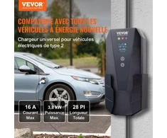 Koduva Nešiojama elektromobilio įkrovimo stotelė VEVOR Type 2, 16A, 3.68 kW, su 8.6 m įkrovimo kabeliu