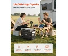 Koduva Nešiojama elektros stotis VEVOR Q3600Pro, 3600 W, 3840 Wh, juoda ir pilka, 61 x 29 x 46 cm