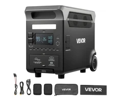Koduva Nešiojama elektros stotis VEVOR Q3600Pro, 3600 W, 3840 Wh, juoda ir pilka, 61 x 29 x 46 cm