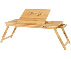 Koduva Nešiojamojo kompiuterio stalas iš bambuko, reguliuojamo aukščio, sulankstomas, 72 x 21–29 x 35 cm