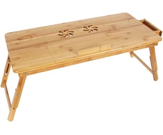 Koduva Nešiojamojo kompiuterio stalas iš bambuko, reguliuojamo aukščio, sulankstomas, 72 x 21–29 x 35 cm