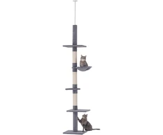 Koduva Nuo grindų iki lubų tvirtinamas draskyklės bokštas, pilkas, 40 x 34 x 230–260 cm