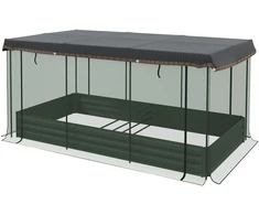 Koduva Paaukštinta lysvė su paukščių apsauginiu tinklu ir nuo saulės apsaugančia danga, metalinė, 230 x 110 x 110 cm, pilka / žalia / juoda
