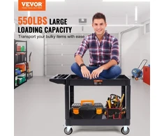 Koduva Pagalbinis vežimėlis VEVOR JY-UC02C, 2 lentynų, PP, iki 249,5kg, 116 x 65 x 85 cm