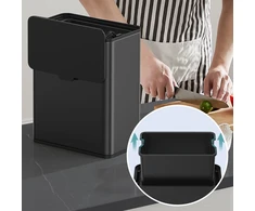 Koduva Pakabinama virtuvinė šiukšliadėžė, 8 l, plieninė, juoda, su dangčiu, tvirtinama prie spintelės ar sienos