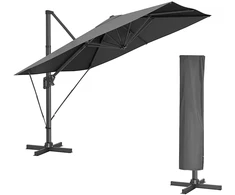 Songmics Pakabinamas skėtis nuo saulės, 290 x 290 cm, pasukamas 360°, dūmų pilkas