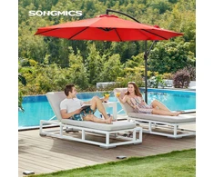 Songmics Pakabinamas sodo skėtis su stovu, Ø 300 cm, raudonas, metalas ir poliesteris