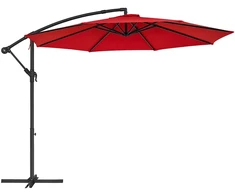 Songmics Pakabinamas sodo skėtis su stovu, Ø 300 cm, raudonas, metalas ir poliesteris
