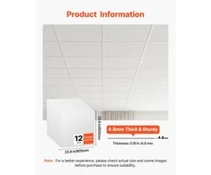 Koduva Pakabinamų lubų plokštės VEVOR BS-2424, 605 x 605 mm, baltos, PVC, 12 vnt.
