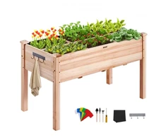 VEVOR Pakelta medinė lysvė su kojelėmis, eglės mediena, burlywood, 120 x 58 x 76 cm