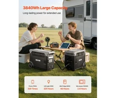 Koduva Papildoma baterija nešiojamai elektros stočiai VEVOR QX3600, 3840 Wh, juoda / pilka, 61 x 29 x 46 cm