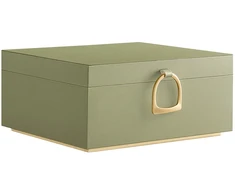 Songmics Papuošalų dėžutė su 2 aukštais ir rankena, 20,5 x 24 x 11 cm, laurų žalia