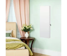 Koduva Papuošalų spintelė su LED apšvietimu ir veidrodžiu, rakinama, balta, 9,8 x 37,6 x 108,1 cm