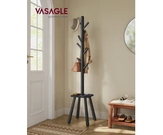 Koduva Pastatoma drabužių kabykla su 8 kabliukais ir lentynėle, 33,6 x 33,6 x 175,8 cm, juoda