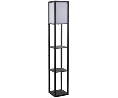 Koduva Pastatoma lempa su lentynomis, juoda ir balta, MDF, 26 x 26 x 160 cm