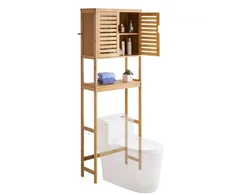 Koduva Pastatoma spintelė virš tualeto VEVOR, bambukas + MDF, natūrali, 65 x 27 x 175 cm