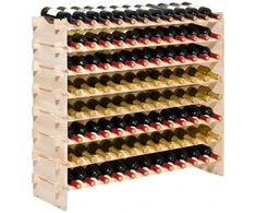 Koduva Pastatoma vyno lentyna VEVOR, 8 aukštų, 96 buteliams, pušies mediena, natūrali, 113 x 29 x 96 cm
