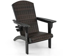 Koduva Patio Adirondack HDPE poilsio kėdė su rataniniu sėdimu, juoda