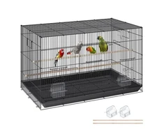 Koduva Paukščių narvas VEVOR 504CD su stovu ant ratukų ir padėklu, plienas, 76 x 46 x 45 cm