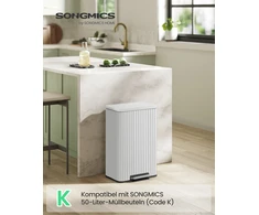 Koduva Pedalinis šiukšlių kibiras 50 l, plieno, su soft-close dangčiu, baltas, 40,3 x 33,6 x 62,5 cm
