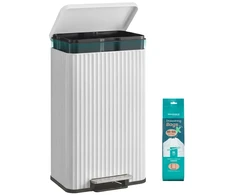 Koduva Pedalinis šiukšlių kibiras 50 l, plieno, su soft-close dangčiu, baltas, 40,3 x 33,6 x 62,5 cm