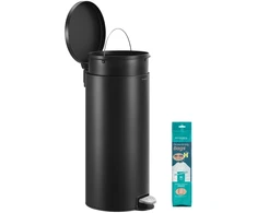 Koduva Pedalinis šiukšlių kibiras, apvalus, 30 l, plieno, išimamas vidinis kibiras, juodas