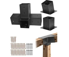 Koduva Pergolos laikiklių rinkinys VEVOR SSAE3, 3 vnt., 4 krypčių, 92 x 92 mm sijoms, anglinis plienas