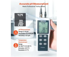 VEVOR PH matuoklis AE8601, 0-14 pH, su temperatūros zondu, ABS plastikas