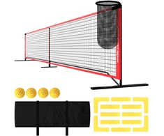Koduva Pickleball tinklo rinkinys su stovu, kamuoliais, plienas, plastikas, raudona