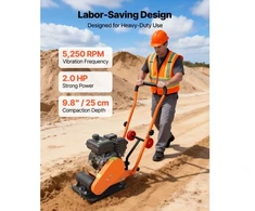 Koduva Plokštinė vibroplokštė VEVOR HZR40, 1,49 kW, 79 cc, juoda / oranžinė, 88 x 36 x 94 cm