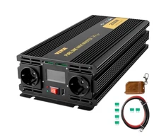 VEVOR Power inverter GYS-2500W, 2500 W, DC 12 V į AC 230 V, su LCD ir nuotolinio valdymo pultu