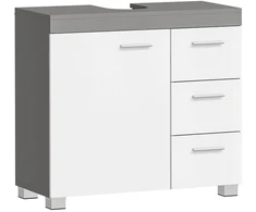 Koduva Praustuvo spintelė, MDF, balta-cemento pilka, 30 x 70 x 64 cm, su 3 stalčiais ir 2 skyriais