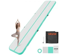VEVOR Pripučiamas gimnastikos kilimėlis, 500 x 100 x 10 cm, mėtų žalios spalvos, su elektriniu siurbliu