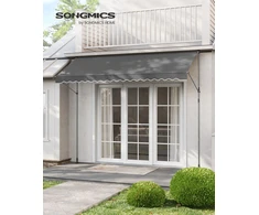 Songmics Prispaudžiama markizė balkonui 350 x 120 cm, antracito, reguliuojamo aukščio 220–300 cm