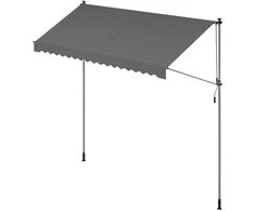 Songmics Prispaudžiama markizė balkonui 350 x 120 cm, antracito, reguliuojamo aukščio 220–300 cm