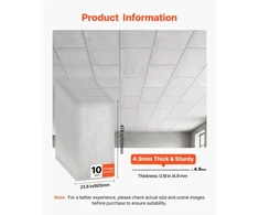 Koduva PVC lubų plokštės VEVOR DLS-2448, 10 vnt., 605 x 1210 mm, balto marmuro spalva