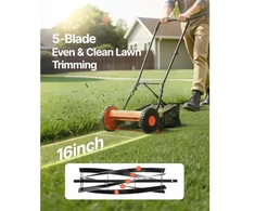 Koduva Rankinė cilindrinė vejapjovė VEVOR HS-GT1601D, 40 cm, 5 peilių, su žolės surinkimo krepšiu
