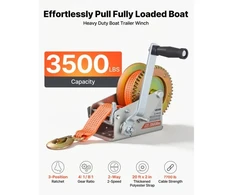VEVOR Rankinė valties gervė HW2500A, 1588 kg, su 6,1 m oranžiniu poliesterio diržu