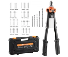 VEVOR Rankinis kniediklis DY-8306 su 230 aklųjų kniedžių, oranžinis / juodas, 40 x 16 x 5 cm