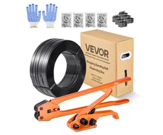 VEVOR Rankinis pakavimo juostavimo rinkinys CL-PET600, su 610 m PET juosta, 600 metalinių sąvaržų ir 200 kampų apsaugų