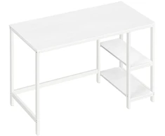 Songmics Rašomasis stalas su 2 lentynomis, 120 x 60 x 76 cm, medžio drožlių plokštė ir plienas, klevo balta