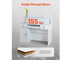 Koduva Registratūros stalas VEVOR, MDF, baltas, 120 x 48 x 100 cm