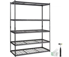 Koduva Reguliuojama 5 aukštų metalinė lentyna VEVOR, juoda, 152 x 61 x 198 cm, iki 907 kg