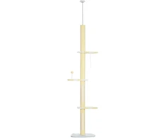 Koduva Reguliuojamas draskyklės stulpas, geltona / balta / mėlyna, 47 x 34 x 220-260 cm