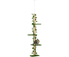 Koduva Reguliuojamas kačių draskyklės medis, 202-242 cm, neslystantis, džiuto stulpai, medžio drožlių plokštė, žalia/geltona