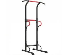 Sofa Koduva Reguliuojamas power tower, dip stotis su prisitraukimų skersiniu, juoda / raudona, 98 x 84 x 171-219 cm